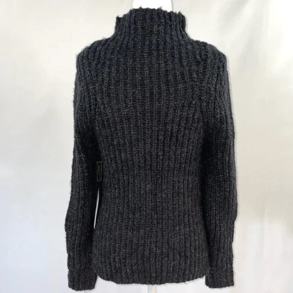 New Leith Chunky Knit Mock Neck Side Slit Sweater Black Multi Size XXS - Picture 11 of 16